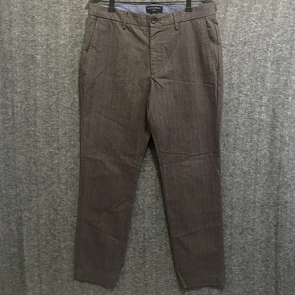 Banana Republic Pants Mens 32x30 Brown Aiden Fit Chino Dress Casual Flat‎ Front